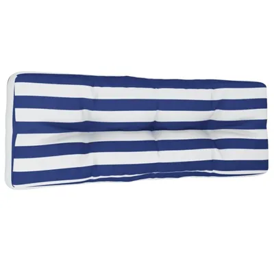 Image de vidaXL Coussin pour palette Bleu Blanc Rayé 120x40x12 cm Tissu