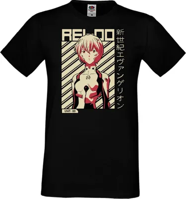 Zdjęcie produktu dla Męska Koszulka Anime Manga Neon Anime Genesis Manga Evangelion Rei Ayanami 03 Ayanami, Man M / Czarny