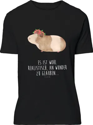 Produktbild von Mr. & Mrs. Panda S T-Shirt Meerschweinchen Weisheit - Schwarz - Geschenk, Spruch, Tshirt, Wunderland, oberteil, Wunder, mit, Motivation, Baumwoll, Lustige Sprüche