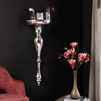 Produktbild von riess-ambiente Barocke Wandkonsole SCALA 80cm silber Aluminium Wandregal Wanddekoration