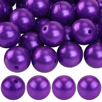 Produktbild von Omgoods – 50 Stück Silikonperlen, 15 mm, für DIY-Schmuck und Bastelarbeiten (Lila)