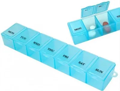 Produktbild von CHPN - Pillenbox - Medikamentenbox - Pillendose - 7 Tage - 7 Fächer - Medikamentenbox - Medikamente aufbewahren - Urlaubszubehör - Universell - Kompakt - Blau