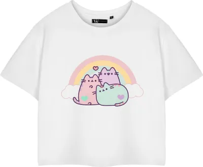 Obrázek produktu pro Pusheen – krátké dámské tričko s krátkými rukávy NS8969 (M) (bílé)