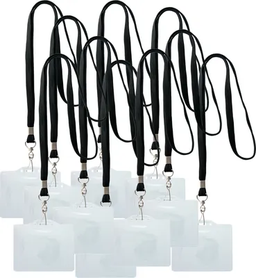 Produktbild von 10 x Lanyard schwarz + Auswelter - Schlüsselanhänger mit Ausweis