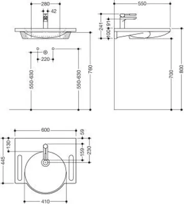 Produktbild von HEWI 950.19.001 36 Produktset WT u. Armatur,
