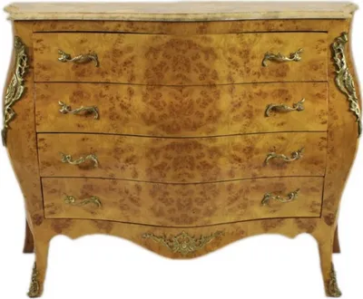 Produktbild von Casa Padrino Barock Kommode Ahornfarben mit cremefarbener Marmorplatte - Ludwig XIV Empire Kommode