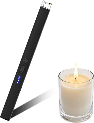 Productafbeelding van Elektrische aansteker, USB-aansteker, oplaadbaar, drievoudige veiligheid, USB-oplaadbaar, plasma-aansteker, voor kaarsen, barbecue, camping (zilver)