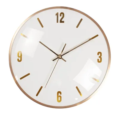 Produktbild von Analoge Quarz-Wanduhr mit goldenem Aluminiumrahmen