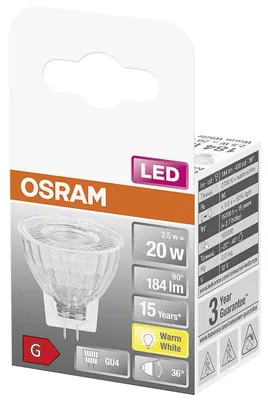 Obrázek produktu pro Osram STAR, 2,5 W, 20 W, GU4, 184 lm, 15000 h, Teplá bílá