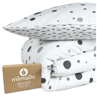 Image de Ensemble housse de couette pour bébé 100 x 135 cm en coton Oeko-Tex100 avec housse de couette et taie d'oreiller - Pour lit bébé et lit enfant, pour garçons et filles