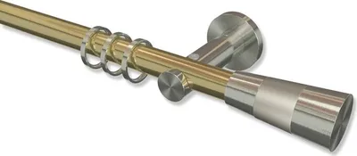 Produktbild von Interdeco Gardinenstange, Vorhangstange Messing-Optik / Edelstahl-Optik Modell Platon Tanara, 20 mm Ø 1-läufig, 480 cm (geteilt)