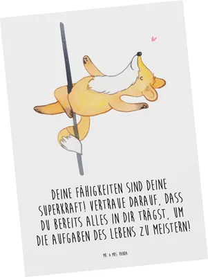 Produktbild von Mr. & Mrs. Panda Grußkarte Vertrauen in Fähigkeiten - Weiß - Geschenk, Selbstvertrauen stärken, Zuversicht, innere Stärke, Postkarten, einzelkarte, Lebenshilfe, Trost