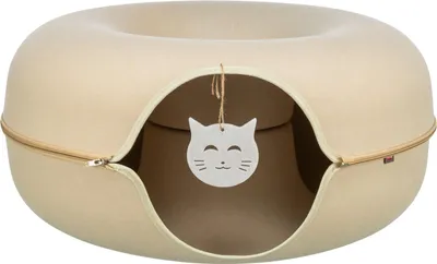 Produktbild von TRIXIE Filzdonut Katzenhöhle mit Spielzeug - beige - ø 60 cm