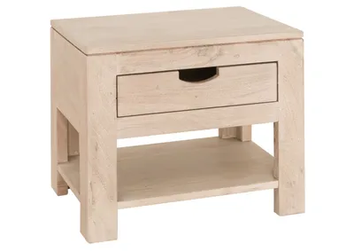 Image de MASSIVMOEBEL24 | Table de nuit 50x35 Acacia blanchi Blanc NATURE WHITE #91