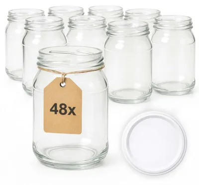 Produktbild von ART TWIST HOME Einmachgläser mit Schraubdeckel 48x 500 ml – Vorratsgläser Glasbehälter Vielseitige Robuste aus Dickem Glas - perfekt für Marmeladen Honig Säfte Gurken Konfitüren und Vorratshaltung