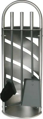 Immagine prodotto di Posate per caminetto, posate per stufa, accessori per caminetto, 3 pezzi - acciaio inox spazzolato opaco, manici in acciaio inox