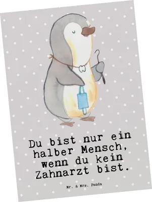 Produktbild von Mr. & Mrs. Panda Postkarte Zahnarzt Herz - Grau Pastell - Geschenk, Ansichtskarte, Ansichtskarten, Grußkarte, bildkarte, Postkarten