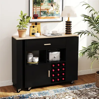 Immagine prodotto di Carrello da cucina - Carrello portavivande - Carrello per la cucina - Carrello di servizio - Mobile da cucina - Ruote piroettanti con freno