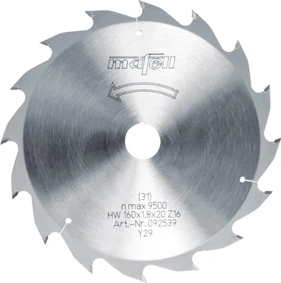 Produktbild von mafell Sägeblatt-HM 160 x 1,2/1,8 x 20 mm, Z 16, WZ, für Längsschnitte in Holz  - 092539