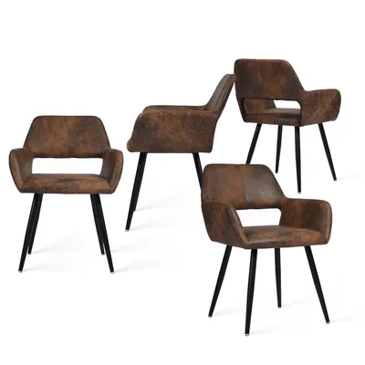 Image de Meubles Cosy : lot de 4 fauteuils de salle à manger de style industriel en simili-suède – CROMWELL