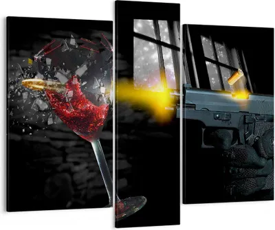 Produktbild von Bild auf Leinwand - Leinwandbild - Waffe Kugel Glas Rebe - 95x80cm - Wand Bild - Wanddeko - Leinwanddruck - Bilder - Kunstdruck - Wanddekoration - Leinwand bilder - Wandkunst - CB95x80-0309