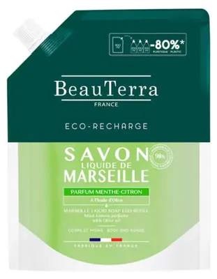 Imagen del producto de Jabón de limón y menta de Marsella, recambio, Beauterra, 900 ml