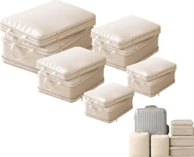 Produktbild von 5-teiliges Set Wasserdicht PackwüRfel Koffer Organizer Set, faltbare Kompressionsbeutel für Reisen, Kleidungsorganizer, wasserdichte