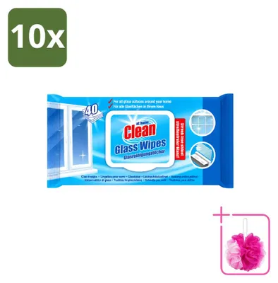Productafbeelding van 10 x At Home glasreinigingsdoekjes – 40 stuks - voordelige verpakking - 10 stuks