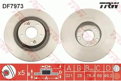 Produktbild von 2x TRW Bremsscheibe DF7973 für HYUNDAI SANTA FÉ II (CM) für KIA SORENTO II (XM)