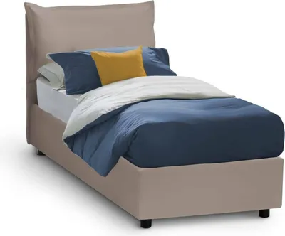 Produktbild von Einzelbett Victoria, Containerbett mit Kunstlederbezug, 100%  Italy, Frontöffnung, inklusive Matratze 80x190 cm, Turteltaube