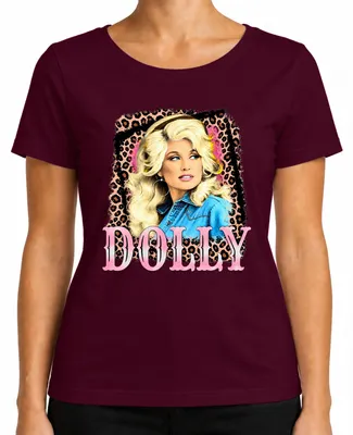 Obrázok produktu pre Dámske tričko s motívom Dolly Parton, country speváčky, westernového štýlu, farby bordó, veľkosť L