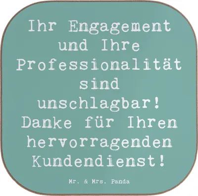 Produktbild von Mr. & Mrs. Panda Getränkeuntersetzer Spruch Kundendienstmitarbeiter Held - Meeresbrise - Geschenk, Untersetzer Gläser, Dankeskärtchen, Dankeschön, Wertschätzung, Glas