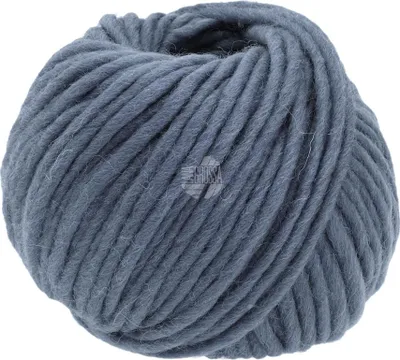 A ball of thick, gray yarn.