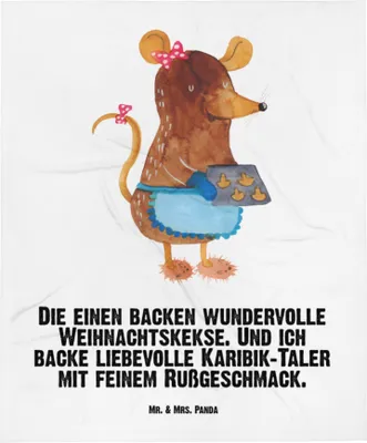 Produktbild von Mr. & Mrs. Panda Babydecke Maus Kekse - Weiß - Geschenk, Weihnachten, Schmusedecke, Fleecedecke, Weihnachtskekse, Plätzchen, Winter, Plaid, Schlummerdecke, Kinderdecke