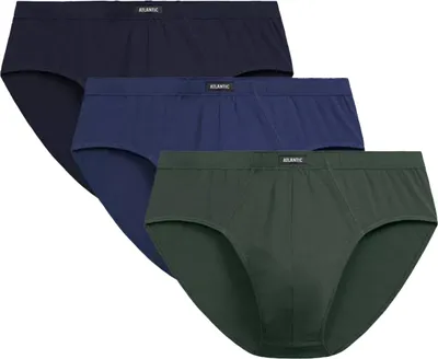 Produktbild von Atlantic Herren Slipy Classic 3er Pack - Bequeme Baumwollunterwäsche, Atmungsaktiv, Khaki/Blau/Marine, Herbst/Winter 2025 Kollektion M