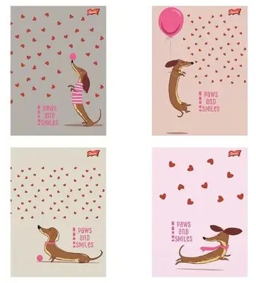 Image de Cahier A4/32 pages, lignes colorées, motif Dachshund (15 pièces) - UNIPAP