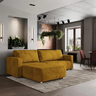 Produktbild von Masseno Ecksofa TURIN P mit Schlaffunktion L-Form, Sofa mit Bettkasten, Wohnzimmersofa, Couch, Soffa, Bettsofa, Couchgarnitur- Gelb, POSO 01
