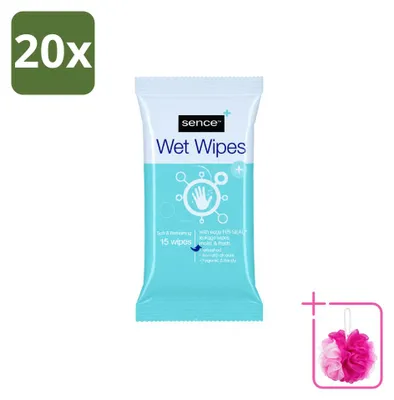 Image de 20 lingettes Sence pour les mains et le visage - 15 lingettes - Pack économique - 20 pièces