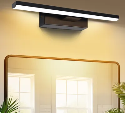 Produktbild von LED Spiegelleuchte Badwand 330°Drehbar Lampe Badezimmer,40cm 8W 800LM Badezimmer Lampe Warmweiß Licht Wand Lampen für bad,Spiegellampen,Schminktisch Beleuchtung Schwarz