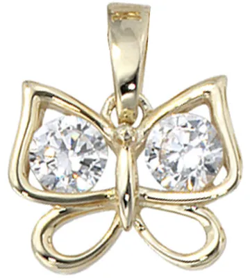 Produktbild von Anhänger Schmetterling mit Zirkonia 333 Gold Gelbgold für Damen Goldanhänger