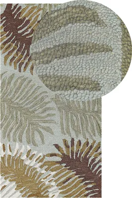 Produktbild von BELIANI Läufer Mehrfarbig Wolle 80 x 150 cm Kurzflor Pflanzenmuster Teppich Rechteckig Rustikal Boho für Wohnzimmer Schlafzimmer Esszimmer Flur Diele