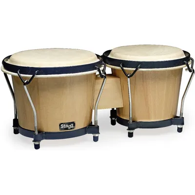 Zdjęcie produktu dla Stagg BW-70-N 6, + 7, tradycyjny zestaw bongo z drewnianą skorupą