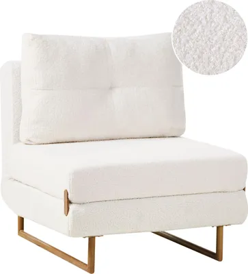 Produktbild von BELIANI 1-Sitzer-Sofabett cremeweiß Bouclé für 1 Person ausklappbarer Schlafsofa