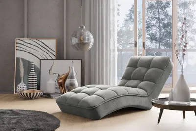Produktbild von Elegante Chaiselongue mit einem zeitlosen Design, passt perfekt in jede Art von Interieur, von modern bis sehr klassisch, Liege ist der ideale Ersatz für einen normalen Sessel, hohen Komfort der Nutzung - Chaiselongue Viego Poco 04 Grau