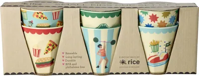 Produktbild von Rice Melamin Becher 6er-SET Mint - Fun Fair Print 160ml