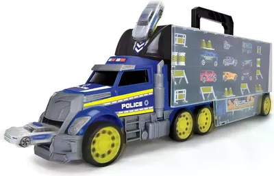 Produktbild von Dickie Toys Polizei Truck 42 tlg Set mit 9 Autos & Zubehör Transportkoffer ab 3 Jahre