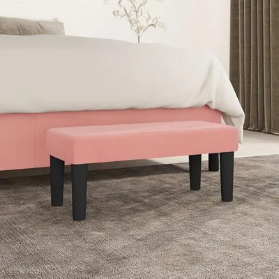 Image de Banc rose, 70x30x30 cm, revêtement en velours, avec espace de rangement, idéal pour le salon, la chambre, l'entrée, comme banc de lit ou pour le rangement