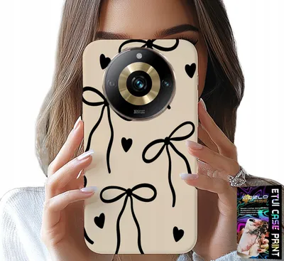 Zdjęcie produktu dla Etui Do Realme 11 Pro+ 5G - Beżowe Kokardki Wstążka Modne Wzory