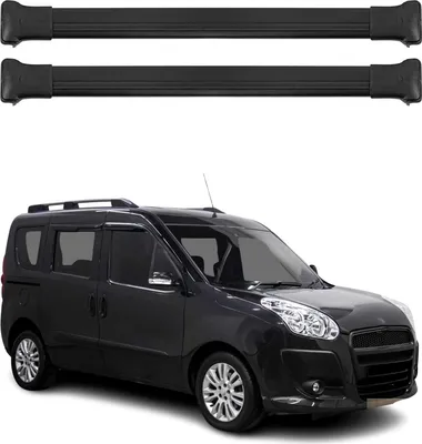 Image de Barres de toit transversales pour Fiat Doblo 2010-2021 Noir Aluminium