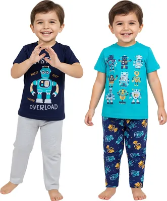 Obrázok produktu pre Roboti Chlapčenské pyžamo s dlhými nohavicami, krátkymi rukávmi, BAVLNA, sada 2 kusov 104